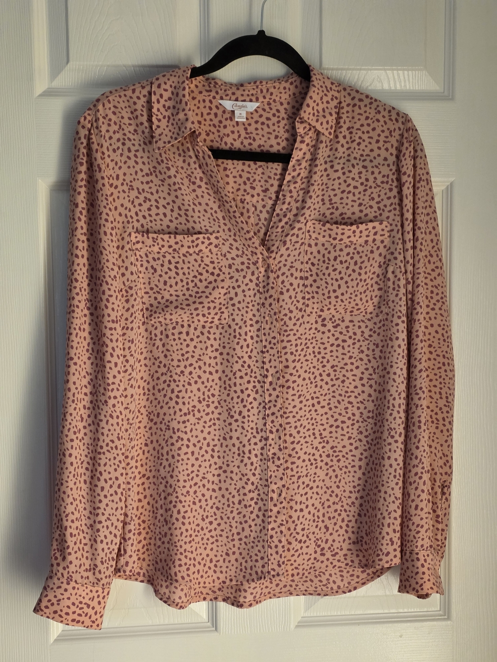Candie's Pink Leopard Print Button-Down Shirt